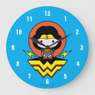 Chibi Wonder Vrouw met pooldots en Logo Grote Klok