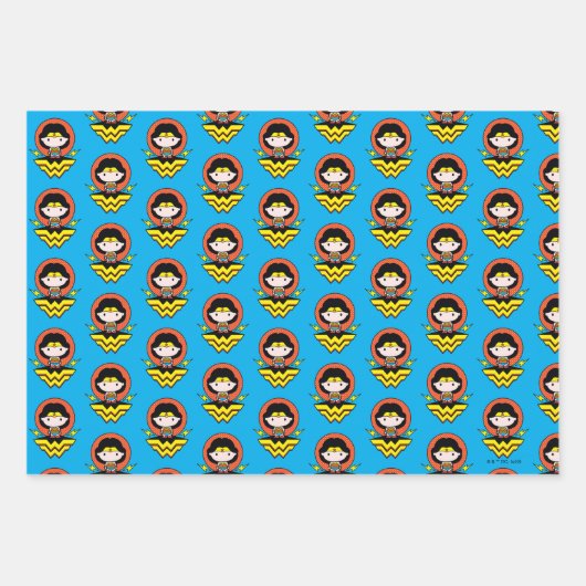 Chibi Wonder Vrouw met pooldots en Logo Inpakpapier Vel (Voorkant)