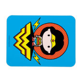 Chibi Wonder Vrouw met pooldots en Logo Magneet (Horizontaal)