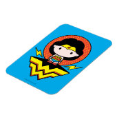 Chibi Wonder Vrouw met pooldots en Logo Magneet (Linkerzijde)