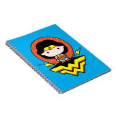 Chibi Wonder Vrouw met pooldots en Logo Notitieboek (Rechterzijde)
