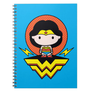 Chibi Wonder Vrouw met pooldots en Logo Notitieboek