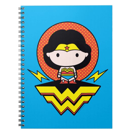 Chibi Wonder Vrouw met pooldots en Logo Notitieboek (Voorkant)