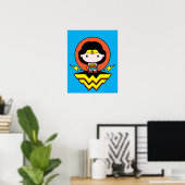 Chibi Wonder Vrouw met pooldots en Logo Poster (Thuiskantoor)