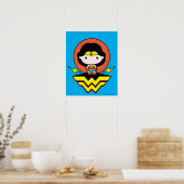 Chibi Wonder Vrouw met pooldots en Logo Poster (Keuken)