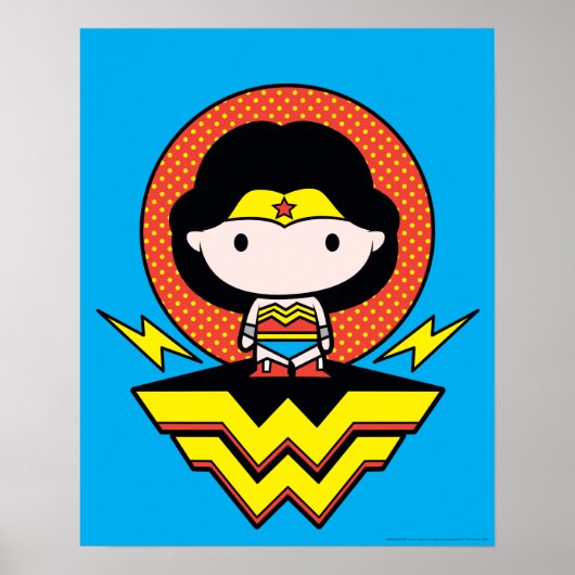 Chibi Wonder Vrouw met pooldots en Logo Poster (Voorkant)