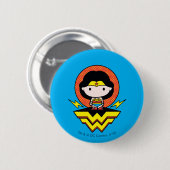 Chibi Wonder Vrouw met pooldots en Logo Ronde Button 5,7 Cm (Voorkant /achterkant)