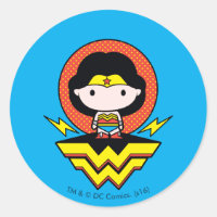 Chibi Wonder Vrouw met pooldots en Logo