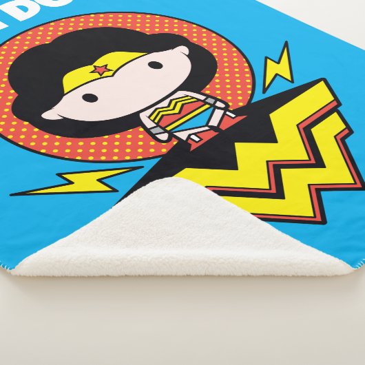Chibi Wonder Vrouw met pooldots en Logo Sherpa Deken (3/4)