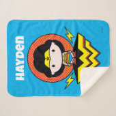Chibi Wonder Vrouw met pooldots en Logo Sherpa Deken (Voorkant (horizontaal))