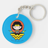 Chibi Wonder Vrouw met pooldots en Logo Sleutelhanger (Achterkant)