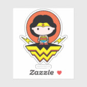 Chibi Wonder Vrouw met pooldots en Logo Sticker (Vel)
