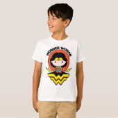 Chibi Wonder Vrouw met pooldots en Logo T-shirt (Voorkant volledig)