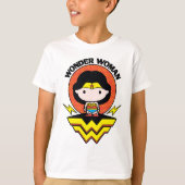 Chibi Wonder Vrouw met pooldots en Logo T-shirt (Voorkant)