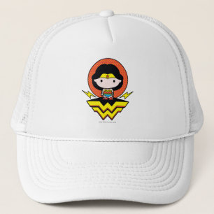 Chibi Wonder Vrouw met pooldots en Logo Trucker Pet