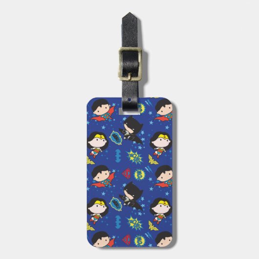 Chibi Wonder Woman, Superman en Batman Pattern Bagagelabel (Voorkant verticaal)