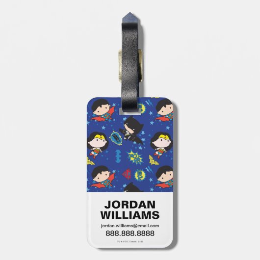 Chibi Wonder Woman, Superman en Batman Pattern Bagagelabel (Achterkant verticaal)