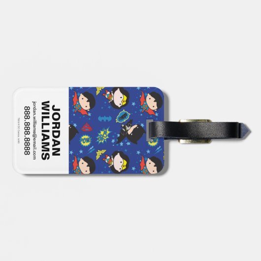 Chibi Wonder Woman, Superman en Batman Pattern Bagagelabel (Achterkant horizontaal)