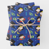 Chibi Wonder Woman, Superman en Batman Pattern Inpakpapier Vel (In situ)