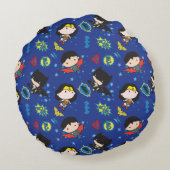 Chibi Wonder Woman, Superman en Batman Pattern Rond Kussen (Achterkant)