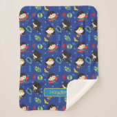 Chibi Wonder Woman, Superman en Batman Pattern Sherpa Deken (Voorkant)