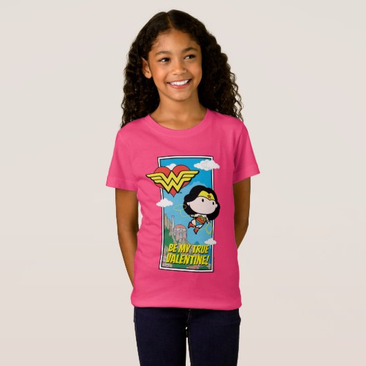 Chibi Wonder Woman - Wees mijn ware Valentijn T-shirt (Voorkant volledig)