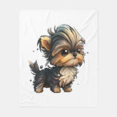 Chibi Yorkshire Terrier Fleece Deken (Voorkant)