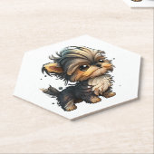 Chibi Yorkshire Terrier Kartonnen Onderzetters (Schuin)