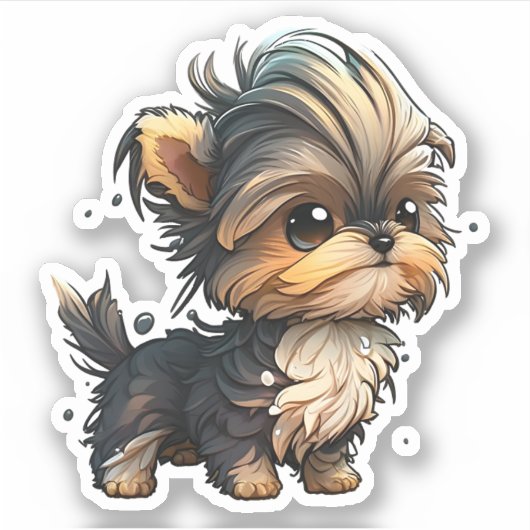 Chibi Yorkshire Terrier Sticker (Voorkant)
