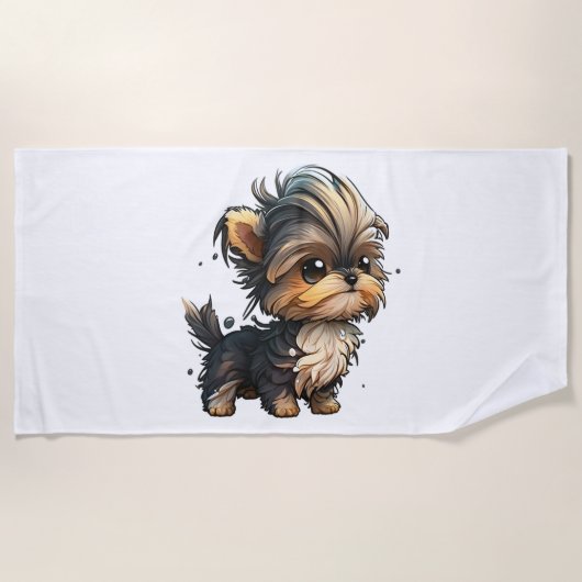 Chibi Yorkshire Terrier Strandlaken (Voorkant)