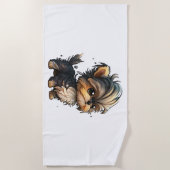 Chibi Yorkshire Terrier Strandlaken (Voorkant)