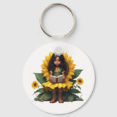 Chibi zonnebloem meisje sleutelhanger (Voorkant)