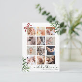 Chic 12 Photo Collage Mele Kalikimaka Tropical Feestdagenkaart (Staand voorkant)