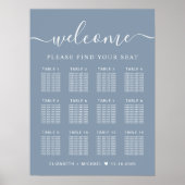 Chic 12 Tafel Stofblauw Trouw Zittijd Chart Poster (Voorkant)