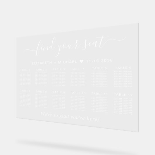 Chic 12 Tafel Witte Trouwstoel Acryl Bord (Hoek)