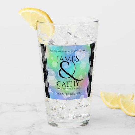 Chic 14th 24th 34th Opal Wedding Jubileum Glas (Voorkant ijs)