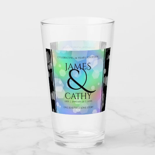 Chic 14th 24th 34th Opal Wedding Jubileum Glas (Voorkant)