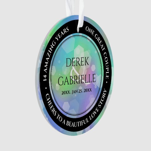 Chic 14th 24th 34th Opal Wedding Jubileum Ornament (voorkant)