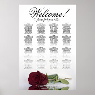 Chic 16 Tafel Bruidsroos Huwelijkszitplaatskaart Poster