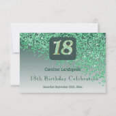 Chic 18 Verjaardag Groene Glitter RSVP (Voorkant)