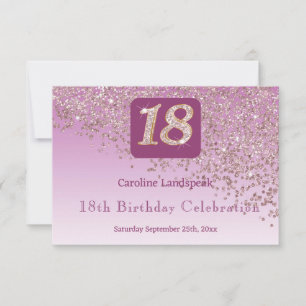 Chic 18 Verjaardag Roos Gouden Glitter RSVP Kaartje