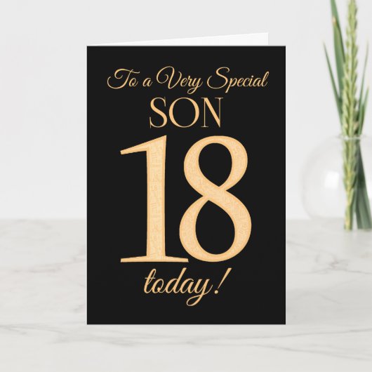 Chic 18e Gold-effect op Black voor Son Birthday Kaart (Voorkant)
