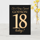 Chic 18e Gold-effect op zwart voor Godson Birthday Kaart (Gele Bloem)