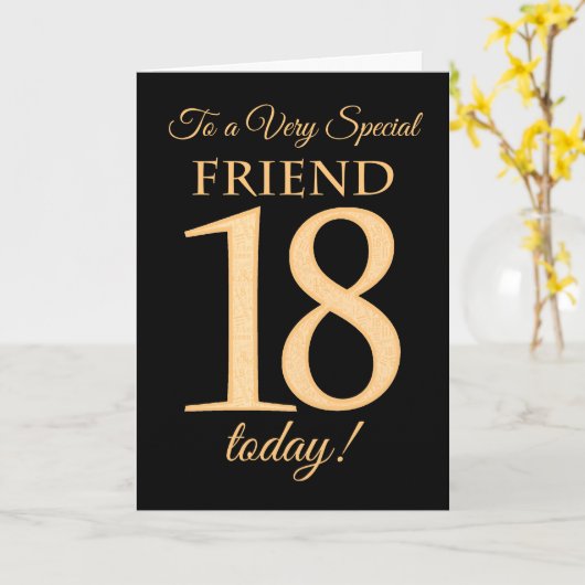 Chic 18e Goud-effect op Zwart voor Vriendelijke Ve Kaart (Gele Bloem)