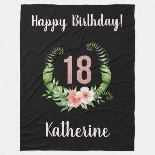 Chic 18th Birthday Girl Name Fleece Deken
