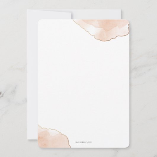 Chic 1st Commune Airy Soft roze waterverf Kaart (Achterkant)