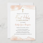 Chic 1st Commune Airy Soft roze waterverf Kaart (Voorkant)