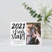 Chic 2021 Een nieuwe start typografie Nieuwjaarsfo Feestdagenkaart (Staand voorkant)