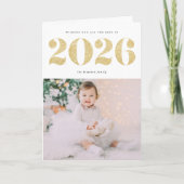 Chic 2022 Gold Glitter Happy Nieuwjaarsfoto Feestdagen Kaart (Voorkant)