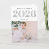 Chic 2022 Silver Glitter Happy Nieuwjaarsfoto Feestdagen Kaart (Voorkant)